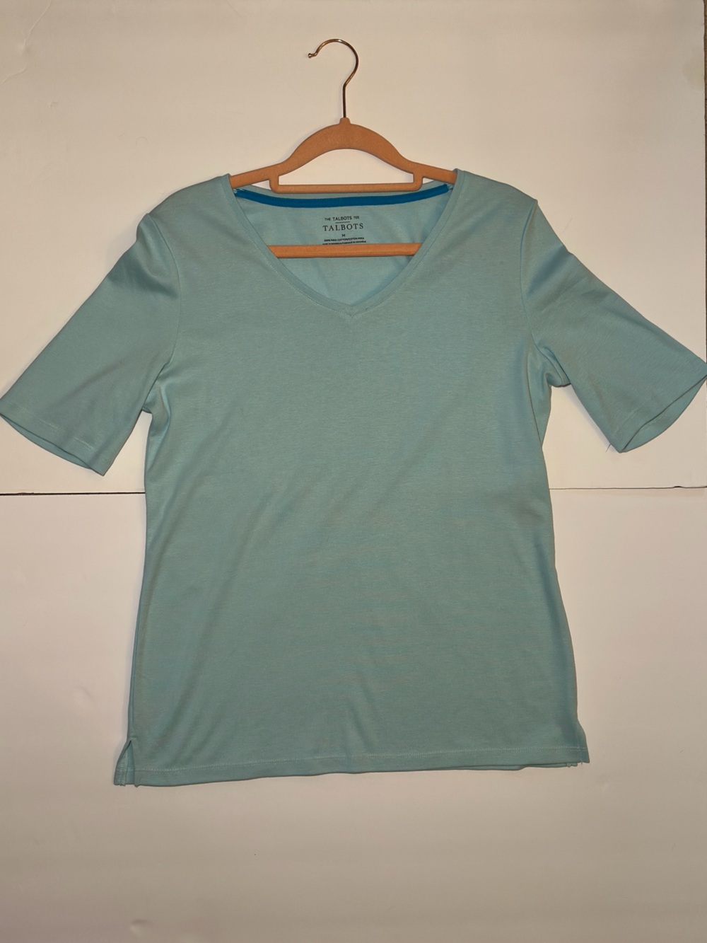 Talbots Women’s Baby Blue Crew-Neck Short Sleeve Tee Shirt